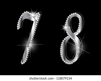 Diamond numbers on black background