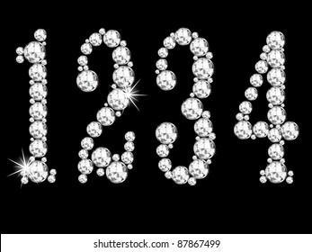 Diamond Numbers On Black Background