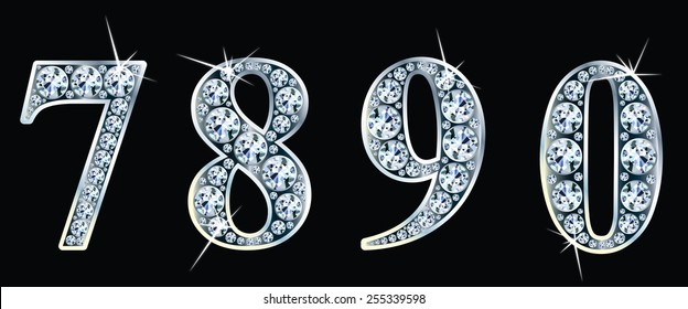 Diamond numbers set 7,8,9,0. Vector Eps10