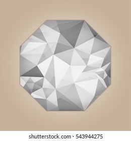 Diamond octagon shape grayscale color abstract polygonal vector illustration isolated on beige background