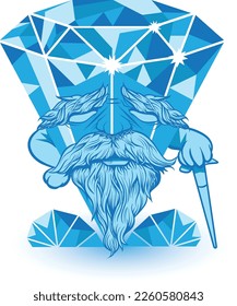 un diamante con la cara de un anciano, un diamante con la cara vieja, un diamante viejo con un palo