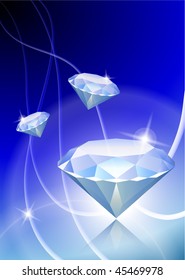 Diamond on Abstract Light Background Original Vector Illustration