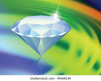 Diamond on Abstract Liquid Wave Background Original Vector Illustration