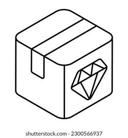 Diamond on carton, icon of value proposition 