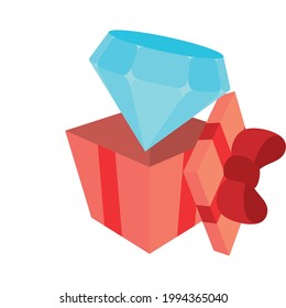 Diamant auf Geschenkbox einzeln auf Symbol