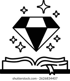 Ein Diamant ist auf einem offenen Buch