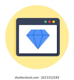 Diamond on webpage showcasing online diamond icon