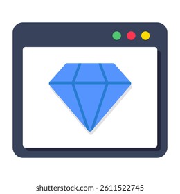 Diamond on webpage showcasing online diamond icon