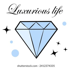 Diamond on white background. Doodle