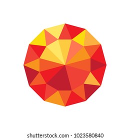 Diamond in orange and red color vector illustration precious stone mineral or crystal made of glass, expensive jewelry object isolated on white
