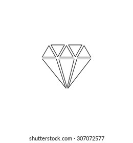 Diamond. Outline Black Simple Vector Pictogram