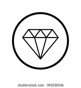 Diamond outline icon in circle . Vector illustration
