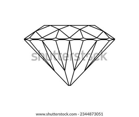 Diamond outline icon. Gemstone vector illustration. Black and white sign.