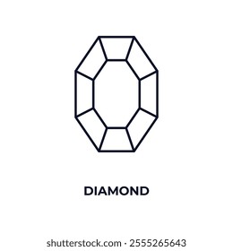 diamond outline outline icon. Linear vector from fashion concept. Thin line diamond outline icon isolated on white background