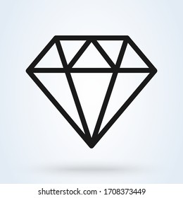 Diamond Outline Icon, Modern Minimal Design. Vector Illustration