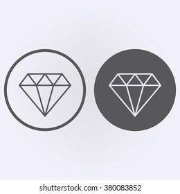 Diamond outline icon set in circle . Vector illustration