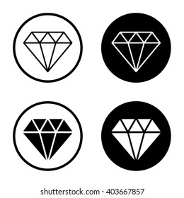 Diamond outline icon set in circle . Vector illustration