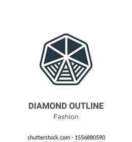 Diamond outline vector icon on white background. Flat vector diamond outline icon symbol sign from modern fashion collection for mobile concept and web apps design.