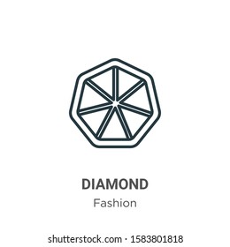 Diamond outline outline vector icon. Thin line black diamond outline icon, flat vector simple element illustration from editable fashion concept isolated on white background