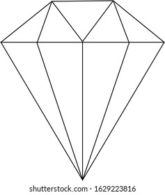 Diamond outline vector illustration on white background
