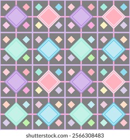 Diamond Pastel Colorful on Seamless Pattern. Tile style. Vector.