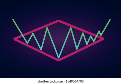 Diamond pattern - bullish formation continuation figure, chart technical analysis. Vector stock, cryptocurrency graph, forex analytics, trading market price breakouts icon