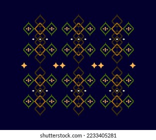 Diamond pattern, geometric, symmetrical on a navy blue background.