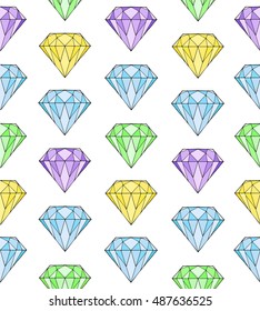Diamond pattern on white background. Vector seamless texture ?rystal. Magic print geometric style. Cloth, wallpaper,wrapping, card, invitation,wedding ,textile, paper,holiday.Color illustration.Eps10.