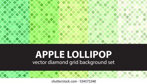 Diamond pattern set "Apple Lollipop". Vector seamless backgrounds