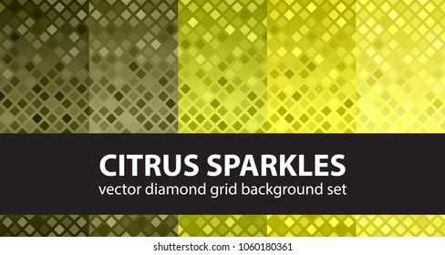 Diamond pattern set Citrus Sparkles. Vector seamless tile backgrounds