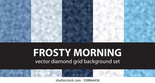 Diamond pattern set "Frosty Morning". Vector seamless geometric backgrounds