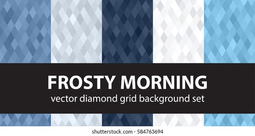 Diamond pattern set "Frosty Morning". Vector seamless geometric backgrounds