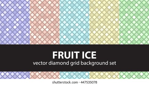 Diamond pattern set "Fruit Ice". Vector seamless geometric backgrounds