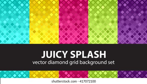 Diamond pattern set "Juicy Splash". Vector seamless backgrounds