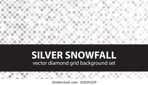 Diamond pattern set "Silver Snowfall". Vector seamless geometric backgrounds