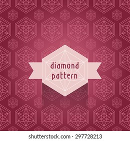 diamond pattern - straight lines ornament on an ruby pink gradient color background