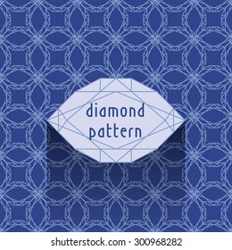 diamond pattern - straight lines ornament on the blue color background