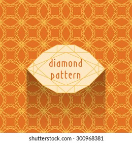 diamond pattern - straight lines ornament on the orange color background