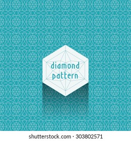 diamond pattern - straight lines ornament on a bright turquoise color background