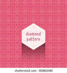 diamond pattern - straight lines ornament on a bright pink color background