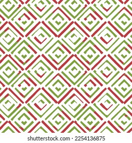 Diamond Pattern stripe seamless red and green colors design for fabric, textile, fashion design, pillow case, gift wrapping paper; wallpaper etc. Chevron stripe abstract background vector.