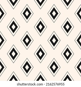 Diamond Pattern. Vector Geometric Seamless Ornament With Small Outline Rhombus Shapes. Abstract Black And White Graphic Texture. Monochrome Minimalist Background. Repeat Design For Print, Embossing