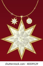 Diamond pendant in the form of star on gold chain