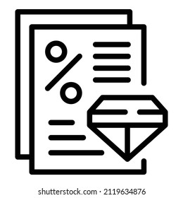 Diamond percent icon outline vector. Finance market. Work capital