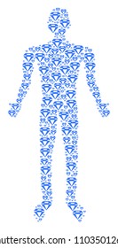 Diamond person representation. Vector diamond icons are united into male illustration.