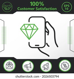 diamond in phone vector icon graphic elements for your work - Modern design