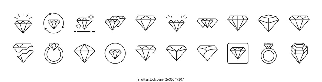 Diamond Picture Collection. Editable Stroke. Perfect for Infographics, Articles, Books, Flyers, Banners