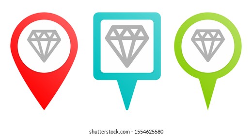 Diamond pin icon. Multicolor pin vector icon
