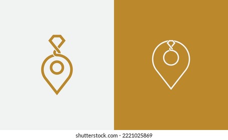 Diamond Pin Location Logo Bundle Set Concept symbol icon sign Element Design. Jewellery, Jewelry Logotype. Vector illustration template