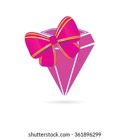 diamond pink vector with bow illustration